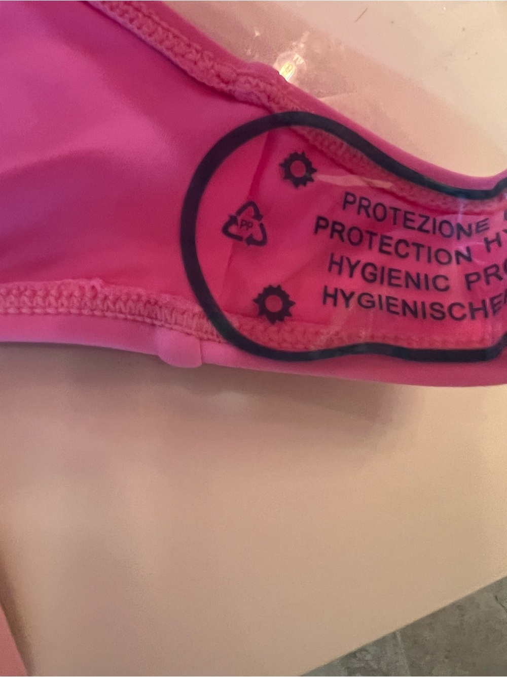Vibrant Pink Bikini Top with Hygienic Sticker - Picture 2 of 5